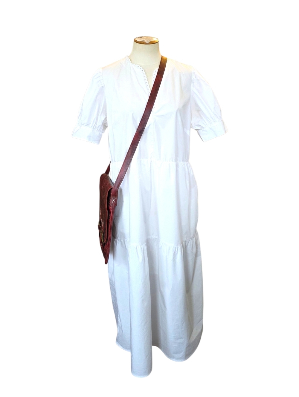 Who What Wear x Target White Tiered Dress Cotton Puff Sleeve Sundress Size L